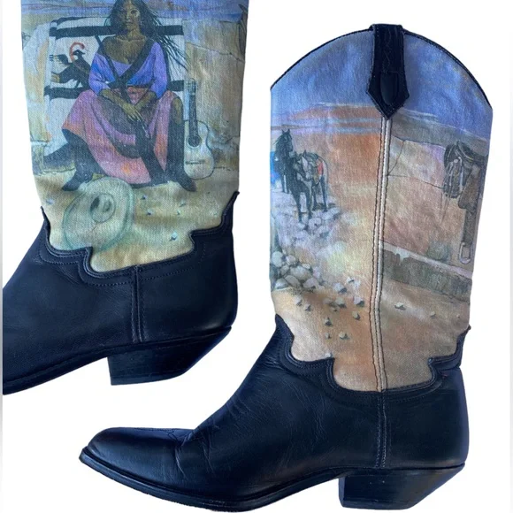 Seychelles Native Woman in Desert Print Leather Cowboy Boots - Picture 5 of 10